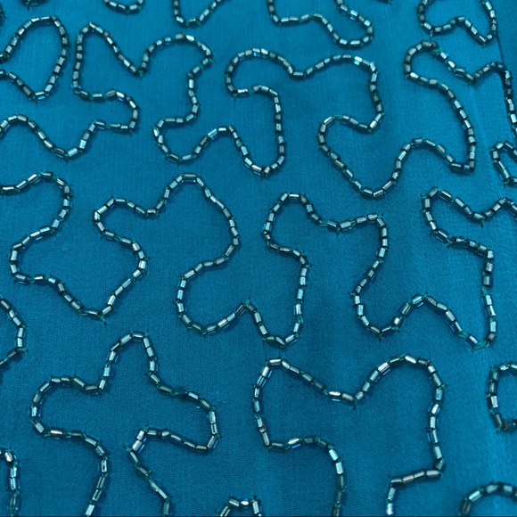 GRACE ORIGINALS Vintage Beaded Silk Gown Blue XS - Picture 7 of 16